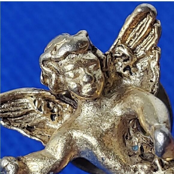 VINTAGE Goldtone Cherub Angel Tack Pin - Picture 3 of 5